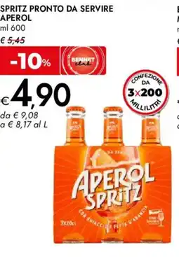 Bennet Spritz pronto da servire APEROL offerta
