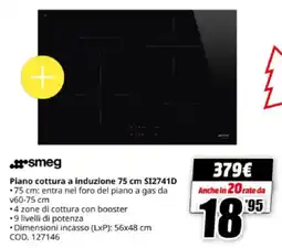 MediaWorld smeg Piano cottura a induzione 75 cm SI2741D offerta