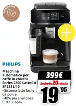 MediaWorld PHILIPS Macchina automatica per caffè in chicchi Series 2300 Latte Go EP2331/10 offerta