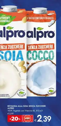 Bennet Bevanda alla soia senza zuccheri ALPRO offerta