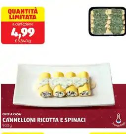 ALDI Chef a casa cannelloni ricotta e spinaci offerta