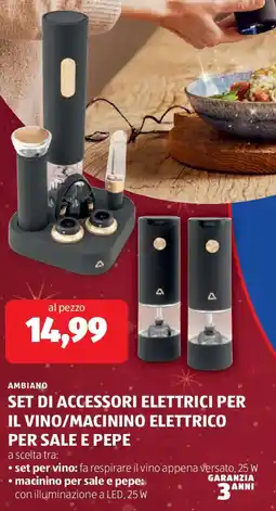 ALDI Ambiano set di accessori elettrici per il vino/macinino elettrico per sale e pepe offerta