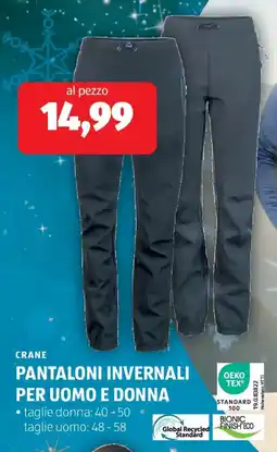 ALDI Crane pantaloni invernali per uomo e donna offerta