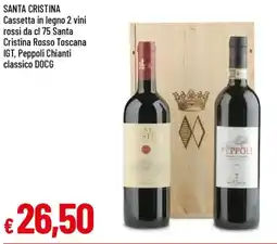 IperFamila SANTA CRISTINA Cassetta in legno 2 vini offerta