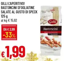 IperFamila Gilli l'aperitivo! bastoncini sfogliatine salate al gusto di speck offerta