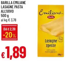 IperFamila Barilla emiliane lasagne pasta all'uovo offerta