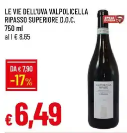 IperFamila Le vie dell'uva valpolicella ripasso superiore d.o.c. offerta