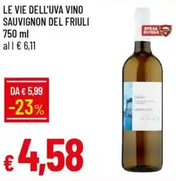 IperFamila Le vie dell'uva vino sauvignon del friuli offerta