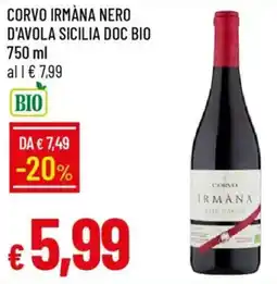 IperFamila Corvo irmána nero d'avola sicilia doc bio offerta