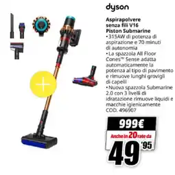 MediaWorld dyson Aspirapolvere senza fili V16 Piston Submarine offerta