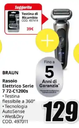 MediaWorld BRAUN Rasoio Elettrico Serie 7 72-C1200s offerta