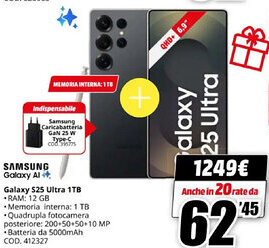 MediaWorld SAMSUNG Galaxy S25 Ultra 1TB offerta