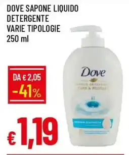 IperFamila Dove sapone liquido detergente varie tipologie offerta