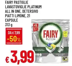 IperFamila Fairy pastiglie lavastoviglie platinum all in one, detersivo piatti limone offerta