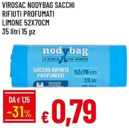 IperFamila Virosac nodybag sacchi rifiuti profumati limone 52x70cm offerta