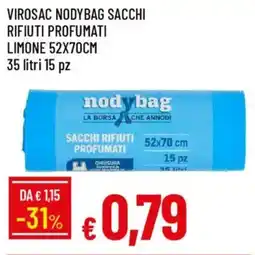 IperFamila Virosac nodybag sacchi rifiuti profumati limone 52x70cm offerta