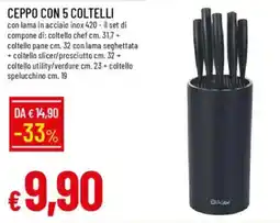 IperFamila Ceppo con 5 coltelli offerta