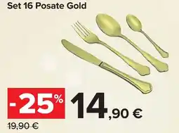 Carrefour Set 16 Posate Gold offerta
