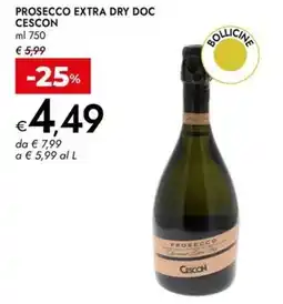 Bennet Prosecco extra dry doc CESCON offerta
