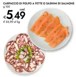Bennet Carpaccio di polpo a fette o sashimi di salmone offerta