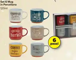 Carrefour Set 6 Mug in Porcellana 6 pezzi offerta