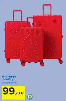 Carrefour Set 3 Valigie hello Kitty offerta