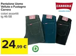 Carrefour Pantalone Uomo Velluto o Fustagno Carrera offerta