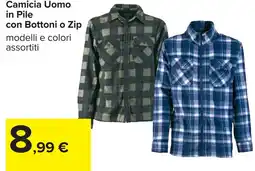 Carrefour Camicia Uomo in pile con Bottoni o Zip offerta