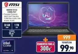 Unieuro msi Modern 15 H AI offerta