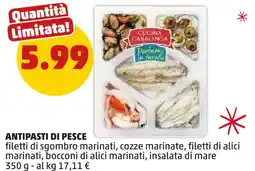 PENNY Antipasti di pesce filetti di sgombro marinati, cozze marinate, filetti di alici marinati offerta