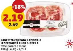 PENNY Pancetta coppata nazionale le specialità cuor di terra fette posate a mano offerta