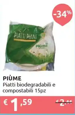Ipersoap PIÙME Piatti biodegradabili e compostabili offerta