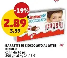 PENNY Barrette di cioccolato al latte kinder offerta
