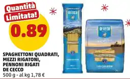 PENNY Spaghettoni quadrati, mezzi rigatoni, pennoni rigati DE CECCO offerta