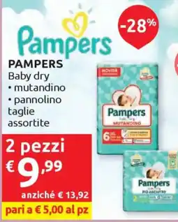 Ipersoap PAMPERS Baby dry 2 pezzi offerta