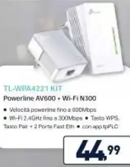 Unieuro tp-link TL-WPA4221 KIT Powerline AV600 + Wi-Fi N300 offerta