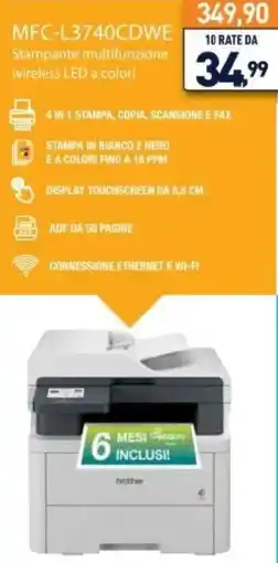 Unieuro tp-link MFC-L3740CDWE Stampante multifunzione wireless LED a colori offerta