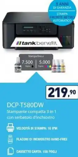 Unieuro tp-link DCP-T580DW Stampante compatta 3 in 1 con serbatoio d'inchiostro offerta
