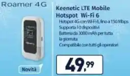Unieuro Keenetic LTE Mobile Hotspot Wi-Fi 6 offerta