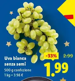 Lidl Uva bianca senza semi offerta