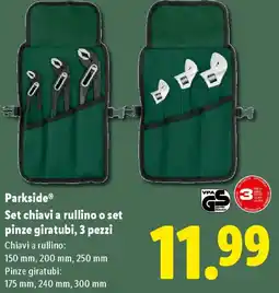 Lidl Parkside Set chiavi a rullino o set pinze giratubi, 3 pezzi offerta