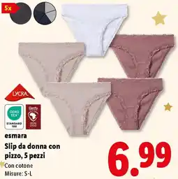 Lidl esmara Slip da donna con pizzo, 5 pezzi offerta