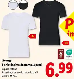 Lidl Livergy T-shirt intima da uomo, 3 pezzi offerta