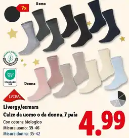 Lidl Livergy/esmara Calze da uomo o da donna, 7 paia offerta
