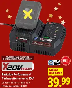 Lidl Parkside Performance Caricabatterie smart 20V offerta