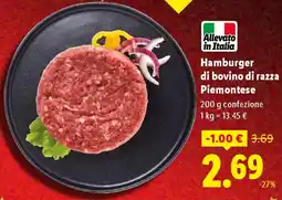 Lidl Hamburger di bovino di razza Piemontese offerta