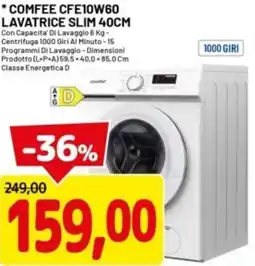 DPiù COMFEE CFE10W60 lavatrice Slim offerta