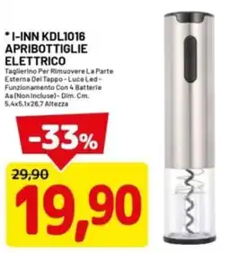 DPiù I-INN KDL1016 APRIBOTTIGLIE ELETTRICO offerta