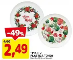 DPiù Piatto plastica tondo diam. cm. 33 decori assortiti offerta