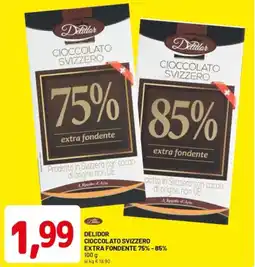 DPiù DELIDOR Cioccolato svizzero extra fondente 75% - 85% offerta